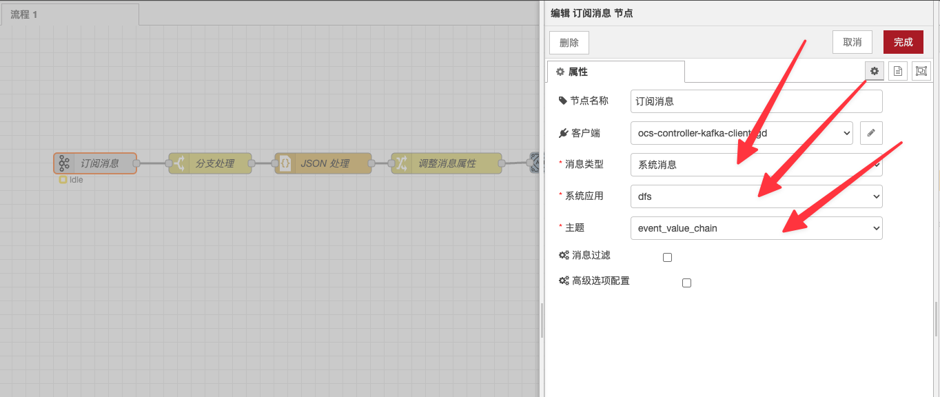 订阅消息节点配置